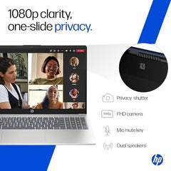 HP 15, Intel Core 5-120U (16GB DDR4, 512GB SSD) FHD, Anti-Glare, Micro-Edge, 15.6''/39.6cm, Win11, M365 Basic(1yr), Office Home24, Silver,1.59kg, fd0682tu, FHD Camera w/Shutter, BL Laptop