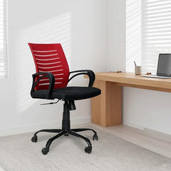 Amazon Brand - Solimo Worklo Mid Back Office Chair for Work from Home | Study | Revolving | Computer (Heavy Duty Powder Coated Metal Base, Stylish Black Mesh)