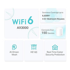 TP-Link Deco X50(1-Pack) AX3000 Whole Home Dual Band Mesh Wi-Fi 6 System, WiFi Router, AI-Driven, Coverage up to 2500ft², Connect up to 150 Devices, Easy Setup, Alexa and Google Home Compatible