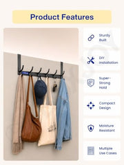 BOXJOY 12 Hook Over The Door Hanger | Wall Hanging Metal Hook Cloth Hangers | Strong Hooks Without Drill Clothes Organiser | Dress Stand Shirt Towel Home Organizer for Bathroom Bedroom Kitchen Wardrobe