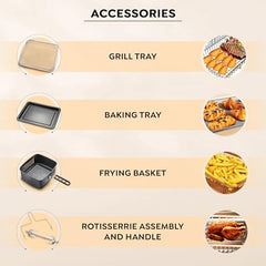 Prestige AirChef 12L Air Fryer Oven | 1800 Watts | 360° Rapid Air Technology | Multi-level Cooking | Rotisserie | 10 Preset Menu | 80% less Oil Consumption | Rose Gold | 1Y Warranty | ISI Certified