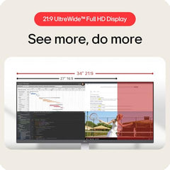 LG 34U511A 86.36cm (34 Inch) UltraWide WFHD (2560x1080) IPS Monitor, Anti-Glare, sRGB 99%(Typ.), Reader Mode, HDR10, 3-Side Virtually Borderless, HDMI, DP, HP Out, Tilt Adjustment Slim Stand (Black)