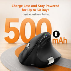 Amazon Basics Ergonomic Wireless Side Scroll Mouse with Multi-Device, Computer Mice with Smart Flying Scroll, Quiet Click, 5-Level DPI Upto 4800 for Computer, Laptop, iPad, Tablet, MacBook (Grey)