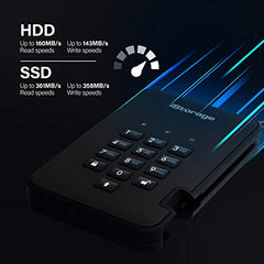 iStorage diskAshur2 256-bit 256GB USB 3.1 secure encrypted solid-state drive - Black IS-DA2-256-SSD-256-B