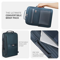 VIP Legacy 17 Inch Convertible Laptop Backpack 25L | Water-Resistant with USB Charging Port | Padded Laptop Sleeve, 3 Compartments, Front Organizer | Office & Travel Backpack for Men & Women (Black)