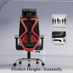 Furnivo Titan Ergonomic Office Chair for Home & Office | Adjustable Armrests | 120 Recline | Lumbar Support | Thick Cushioned Seat | Heavy-Duty Base | 3 Years Warranty (Eco Black Red)
