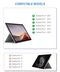 Bucewkde Surface Pro Keyboard for 3/4/5/6/7/7Plus 12.3 Inch, Ultra-Slim Wireless Bluetooth Surface Keyboard with Palm-Rejection Trackpad, 7-Color Backlit, Sleep/Wake Function, Long Battery Life