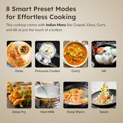 Prestige Pic 20 Neo Induction Cooktop 1600W|Indian Menu Options| Automatic Voltage Regulator| Timer With User Pre-Set, Manual, Black