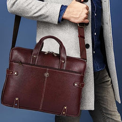 Hammonds Flycatcher Genuine Leather 15.6 Inch Laptop Office Bag for Men | 15.6” Padded Laptop Sleeve| 3 Zip Pockets| Detachable & Adjustable Strap| Pen,Wallet & Mobile Pocket |Durable|1 Year Warranty