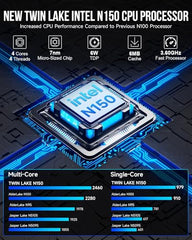 GMKtec Mini PC, Intel Twin Lake N150 (Upgraded N100), 8GB DDR4 RAM 512GB PCIe M.2 SSD, Desktop Computer 4K Dual HDMI/USB3.2/WiFi 6/BT5.2/2.5GbE RJ45 for Office, Business