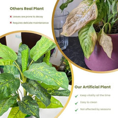 GARDEN GYANI Artificial Areca Palm Plant with Black Pot – 145 cm Tall Faux Tropical Decorative Plant with 35 Leaves for Home, Office & Living Room Décor