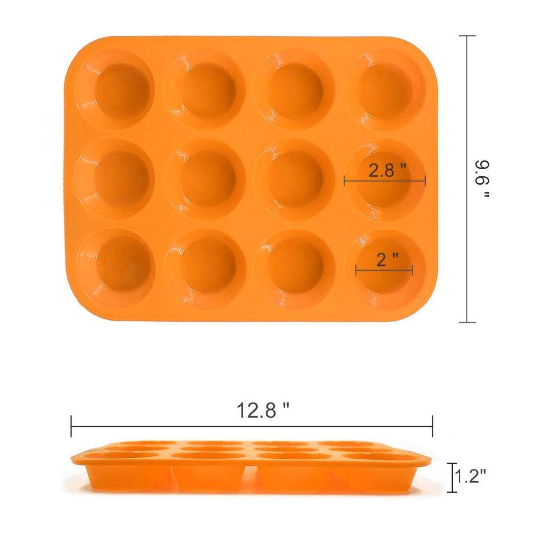 Syga 12 Round Cup Silicone Muffin Cupcake Baking Pan Non Stick Dishwasher Microwave Safe_Green