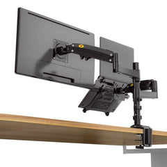 17-27" Gas Strut LED Monitor Desk Arm with Laptop Tray 360 Degree Swivel tilt