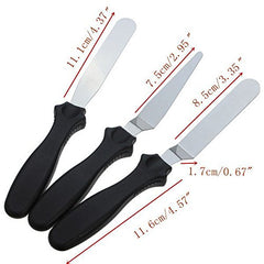 Syga Professional Offset 2 Angled and Straight Spatula Set with Plastic Handle, Black, 3-Piece