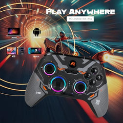 ARcNet Tri-Mode Wireless Gaming Controller with Hall Effect Joysticks & Triggers, 2.4G / Bluetooth/Wired Gamepad for PC, Windows 10/11, Laptop, Android, iOS & PS3, RGB, Anti-Drift (Black)