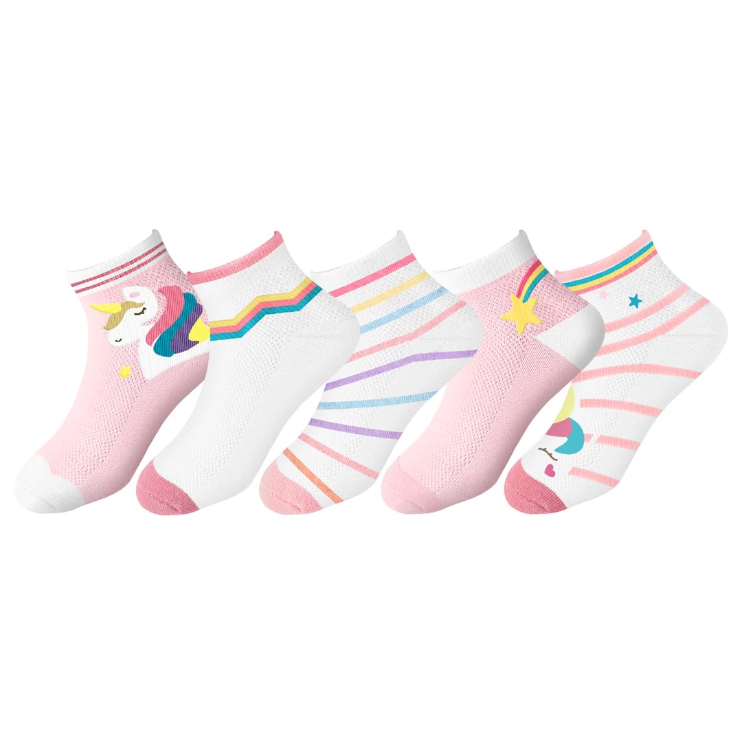 SYGA 5 Pairs Baby Girl & Baby Boy Socks, Toddlers Infant Cotton Stretch Crew Socks with Unicorn Design, Suitable for 0-2 Years baby