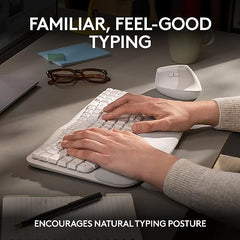 Logitech Wave Keys Wireless Ergonomic Keyboard with Cushioned Palm Rest, Comfortable Natural Typing, Easy-Switch, Bluetooth, Logi Bolt Receiver, for Multi-OS, Windows/Mac - Graphite