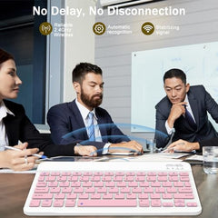 GOGARA Bluetooth Keyboard and Mouse Combo, Qwert Layout, Light Blue Universal Ultra-Slim, Wireless, Android Windows iPad iPhone Samsung Tablet, Portable Compact