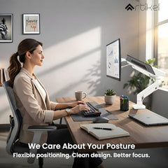 ARTIKEL Armour Monitor Stand for Desk Mount Adjustable Gas Spring Assisted vesa Monitor arm for Table with Full Motion arm with C Clamp Grommet Mounting Base Computer Monitor Stand Upto 40 inches