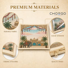 Choego New Season Wedding Print Saree Cover Pack of 12 | Zip closure, Doli Print Reusable storage bags, Ideal for bridal designer sarees, Wardrobe organizer, One side transparent