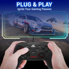 Ant Esports GP115 Wired Gamepad for PC,Laptop,PS3,Android TV &Media Box|USB Gaming Controller with Turbo Function|XInput DInput Support|Dual Analog Sticks|Plug & Play|Steam Compatible|Gamepad-Black
