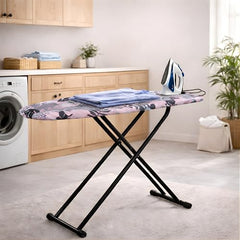 VIN KRAFT Premium Wooden Ironing Board/Table with Iron Holder, Foldable & Adjustable | Heat-Resistant Cover, Non-Slip Feet (120 x 41 Cm, Black - Debra)