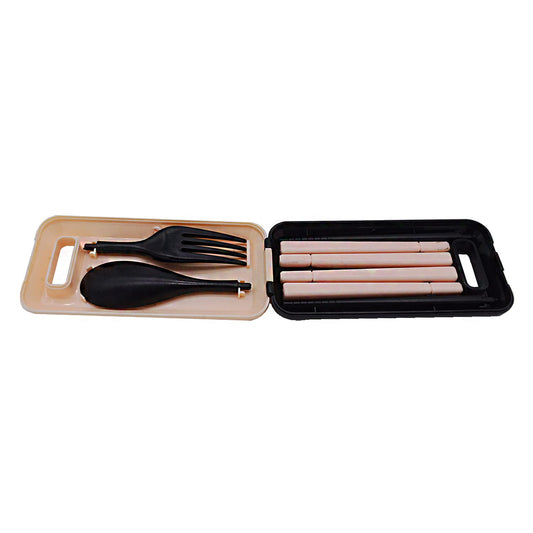 SYGA Travel Portable Cutlery Spoon Portable Camping Box Picnic Chopstick Set Peach