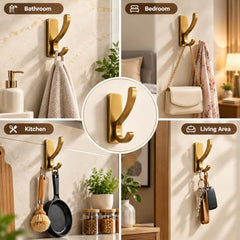 iSTAR Self Adhesive Wall Hook Heavy Duty Metal Stick-On Door Hanger Hook for Hanging Towel, Purse, Robe, Backpack, Jacket, Clothes, Bags - Wall Hooks Set for Bathroom & Kitchen (Pack of 4) (Rose Gold)