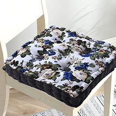 Kuber Industries Square Chair Pad|Comfortable Flower Design Seat Cushion|Soft Cotton Pillow Filler for Seating,Meditation,Yoga,Living Room (White)