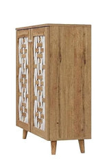 DeckUp Lyra Engineered Wood 2-Door Shoe Rack (Wotan Oak & White, Matte Finish)