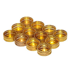 GADINFASHION Metal Set Of 24 Golden Small Tea Light Holder For Diwali Decoration,Home Decoration