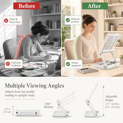 Sunchhaya Acrylic Book Stand for Reading – Clear Adjustable Book Holder with 360° Rotating Base, Foldable Reading Stand for Desk, Cookbook, Tablet & Laptop Stand, Height & Angle Adjustable (R22H)