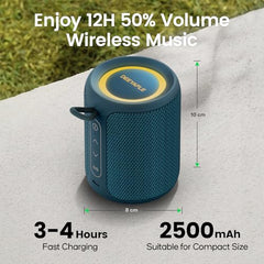 Deeyaple Portable Bluetooth Speaker, IP67 Waterproof Mini Bluetooth Speaker Wireless V5.3 with Stereo Sound,All Day,TWS Pairing,LED Light,Gift for him/her (Red)