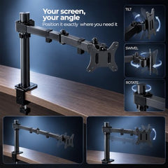 HIFFIN MS16 Monitor Stand, Gas Spring Single Monitor Arm for 32 Inch Screens, 2–10 kg Load Capacity, VESA 75x75 & 100x100 mm, Adjustable Monitor Desk Mount
