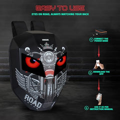Hookaba Eye Rover LED Backpack 31L (Black) | Motorcycle Riding Bag With Programmable Screen | App Control & Water Resistant | Unisex Expandable Daypack For College, Travel, Laptop, Helmet