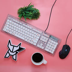 Arctic Fox Crystal Wired Keyboard and Mouse Set with 104 Keys and a USB Gaming Mouse with 3600 DPI