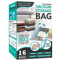 16 Travel Compression Bags Vacuum Packing, Roll Up Travel Space Saver Bags for Luggage, Cruise Ship Essentials (6 Large Roll/6 Medium Roll/4 Small Roll)