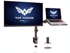 WAR HAMMER Heavy Duty Pro Series Monitor Stand with Laptop Tray - Basic Pole Mount for 22-32 Inch Monitors, Tilt Adjustable, Ergonomic Design, Weight Support 8 kg