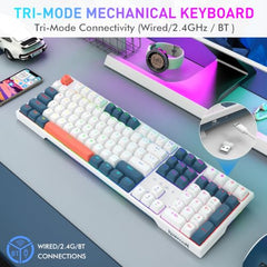 Redragon K668 RGB Gaming Keyboard, 104 Keys + Extra 4 Hotkeys Wired Mechanical Keyboard w/Sound Absorbing Foams, Upgraded Hot-swappable Socket, Mixed Color Keycaps, Red Switch