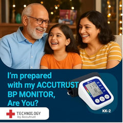 AccuTrustbp Digital BP Monitor Machine for Home – Upper Arm Blood Pressure Checker with Medium Display, Memory Storage & WHO Health Indicator