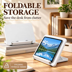 Sunchhaya Acrylic Book Stand for Reading – Clear Adjustable Book Holder with 360° Rotating Base, Foldable Reading Stand for Desk, Cookbook, Tablet & Laptop Stand, Height & Angle Adjustable (R22H)