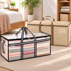 Storite Jumbo Super-Size 81 L Canvas Moisture Proof Heavy Duty Storage Bag | for Toys/Stationery/Blankets/Clothes/Moving Bags MultiPurpose With Strong Reinforced Handles Rectangular Cream (87x26x36 cm)