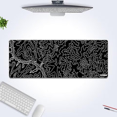 White Topographical XXL Gaming Deskmat 900x450mm – Extended Mousepad for PC