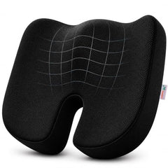 Grin Health Orthopedic Coccyx Seat Cushion | Memory Foam Ergonomic Seat for Tailbone Coccyx Support, Hip, Tailbone, Sciatica & Backpain Relief for Office Chair, Car Seat, Upto 100kg (Black)