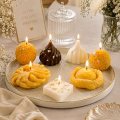 CANDLE MANSION Mithai Candle Gift Set of 7 Handmade Soy Wax Modak, Laddu, Kaju Katli & Imarti Decorative Scented Candles | Rakhi Gift Hamper for Brother | Diwali, Wedding & Festive Giftings Home Decor