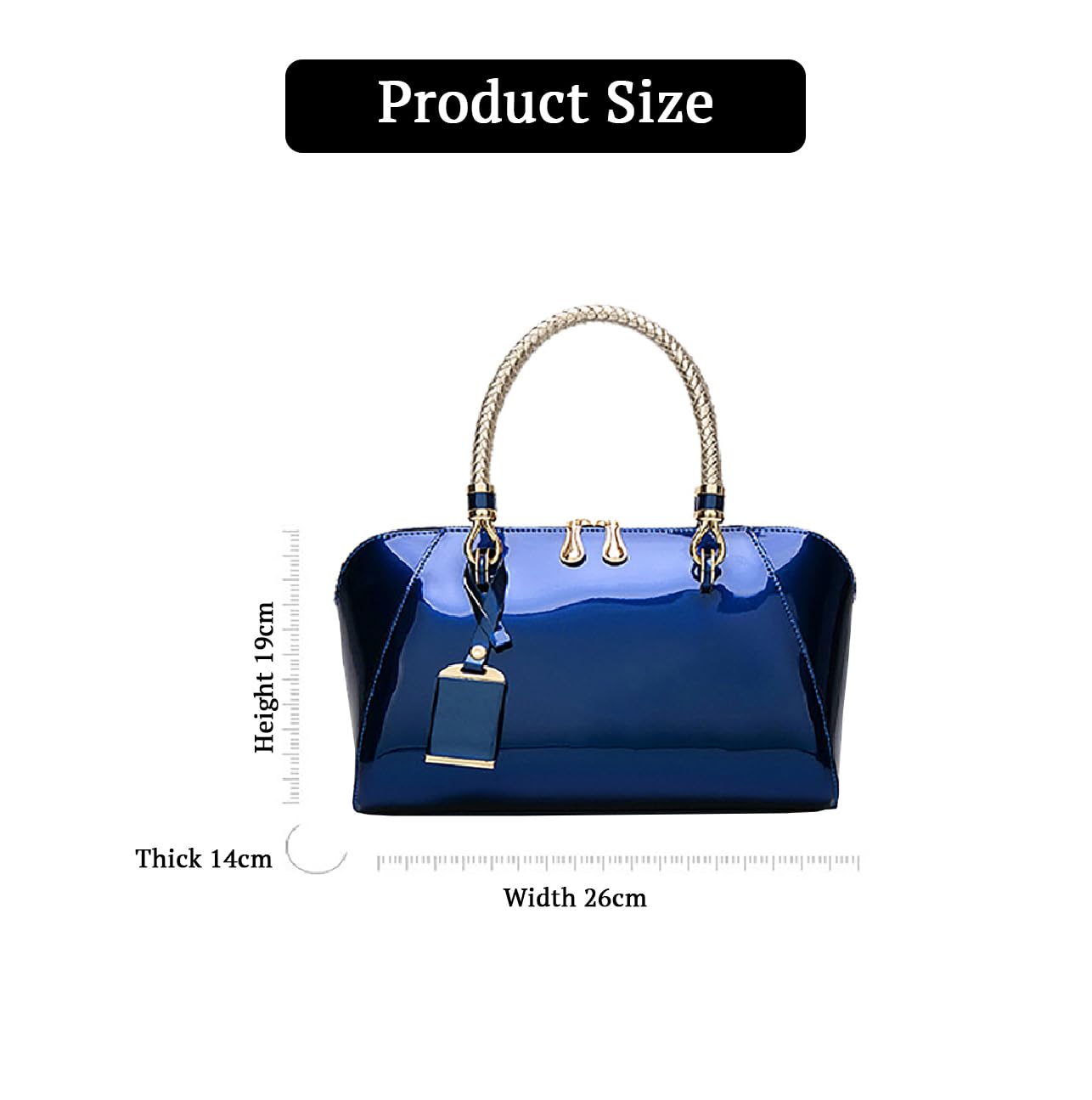 SYGA Gloosy versatile patent leather women's bags, texture and personality, portable Handbag, crossbody bag(ROYAL BLUE)