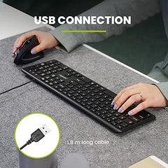 Perixx PERIBOARD-210 Wired Black Standard USB Scissor Switch US Layout Keyboard (Wired USB-C)