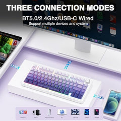 AULA F75 Pro Wireless Mechanical Keyboard,75% Hot Swappable Custom Keyboard,RGB Backlit,Pre-lubed Linear Switches,Side Printed PBT Keycaps Mechanical Gaming Keyboards,Gradient Purple
