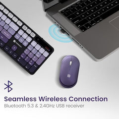 Portronics Key11 Combo Rechargeable Wireless Keyboard and Mouse Set, Bluetooth 5.3&2.4GHz Wireless,Type-C Fast Charging,Gradient Keys, Noiseless Typing, High Precision Mouse, for PC&Laptop(Grey)