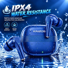 Kratos TW02 Ear Buds Wireless with 60H Playtime, Noise Isolation & Clear Calls, Bluetooth Earbuds with Voice Assistant, Ear Buds with Bluetooth V 5.3 & with Type C Fast Charging, IPX5 TWS Earphones